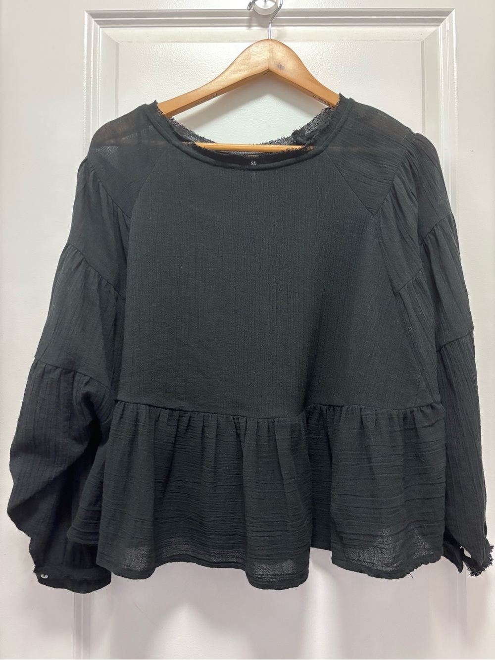 Free People Black Ruffled Peasant Tunic | PTP-26”